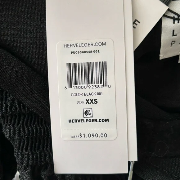Herve Leger Black Puckered Ruffle Trim Mini Dress XXS NWT - Picture 5 of 7